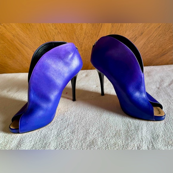 Giuseppe Zanotti Design blue/purple Leather “6 Peep Toe High Heels Womens 39.5EU - Picture 1 of 14
